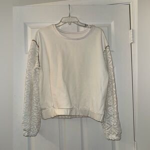 Boston Proper White Rhinestone and Lace Sweater!